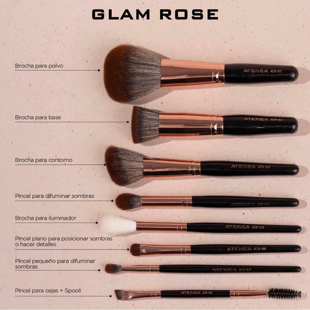 Kit De Brochas Glam Rose X8 Atenea